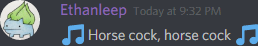 ethanleep (174291098800226305): Horse cock, horse cock
