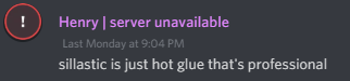 Henry | server unavailable
sillastic is just hot glue that's professional