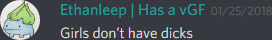 Ethanleep (174291098800226305): Girls don't have dicks