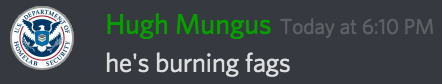 Hugh Mungus: he's burning fags